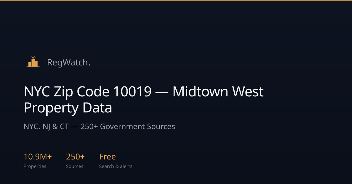 NYC Zip Code 10019 — Midtown West Property Data | RegWatch