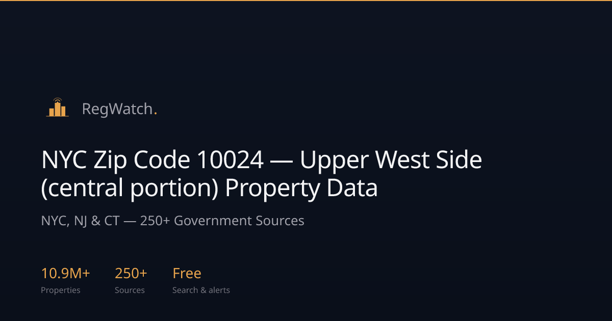 NYC Zip Code 10024 — Upper West Side (central portion) Property Data ...